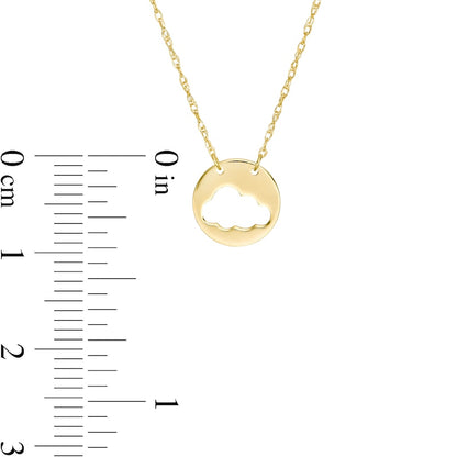 Mini Cut-Out Cloud Disc Necklace in 14K Gold