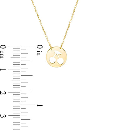 Mini Cut-Out Cherries Disc Necklace in 14K Gold