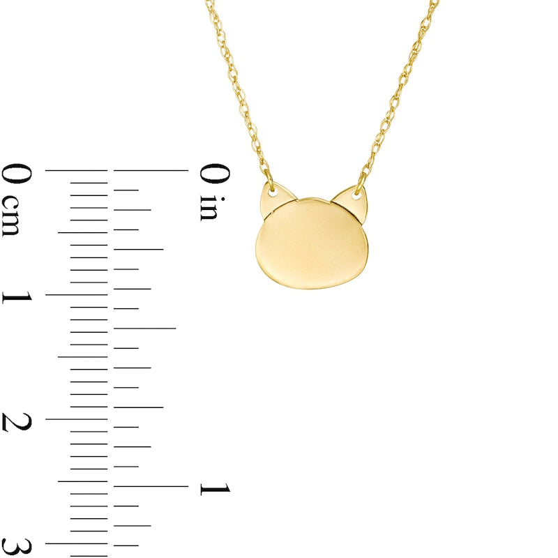 Mini Cat Head Silhouette Necklace in 14K Gold