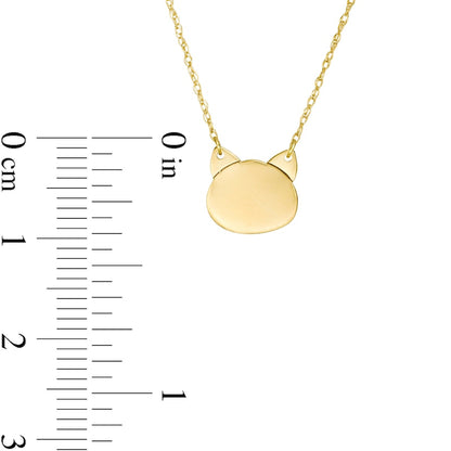 Mini Cat Head Silhouette Necklace in 14K Gold