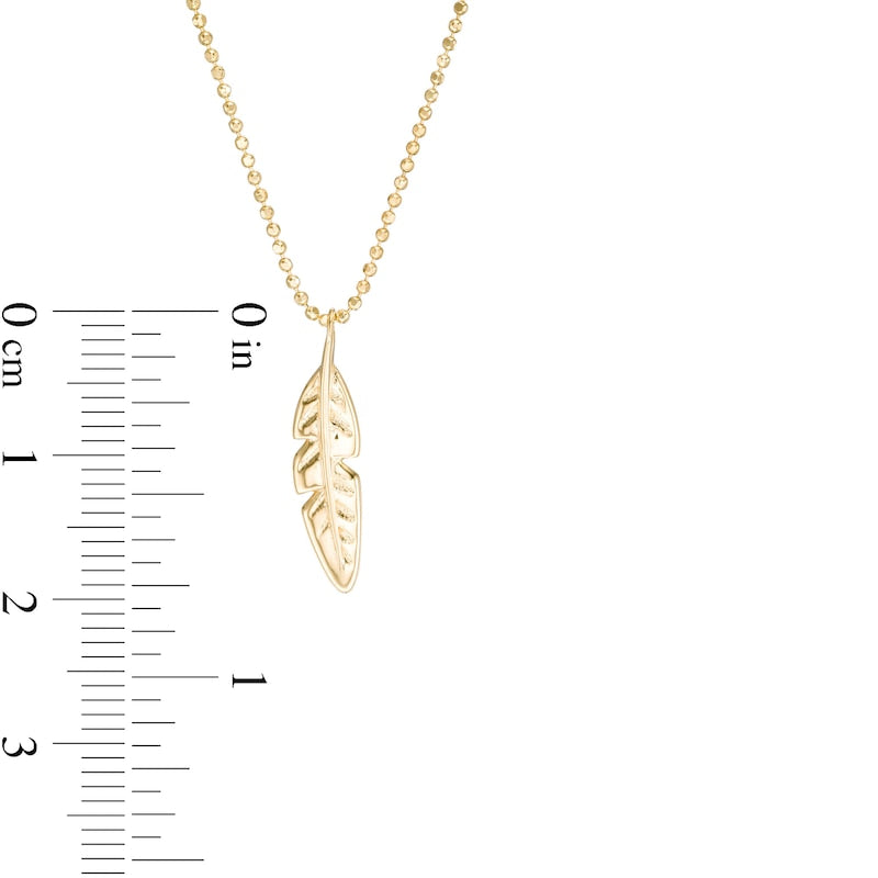 Mini Feather Pendant in 14K Gold