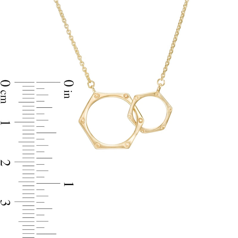 Mini Interlocking Gears Necklace in 14K Gold
