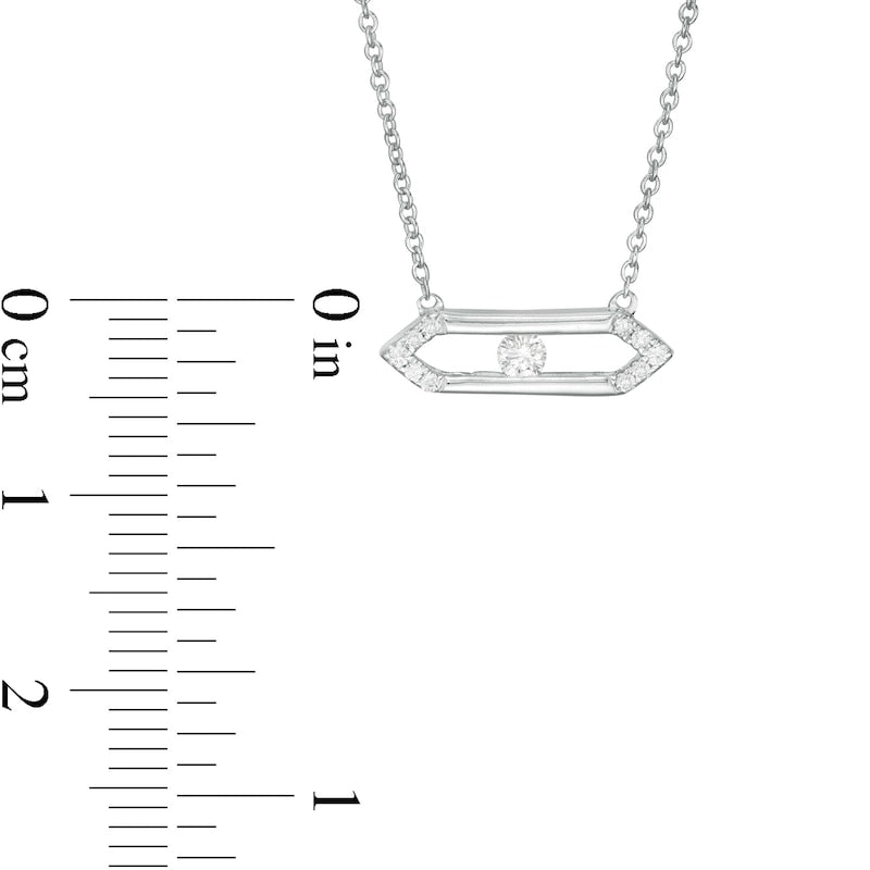 0.1 CT. T.W. Natural Diamond Open Bar Necklace in Sterling Silver