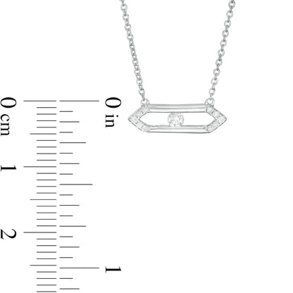 0.1 CT. T.W. Natural Diamond Open Bar Necklace in Sterling Silver