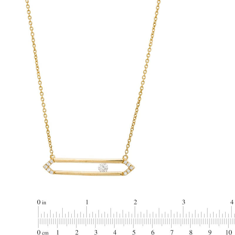 0.13 CT. T.W. Natural Diamond Open Bar Necklace in 14K Gold