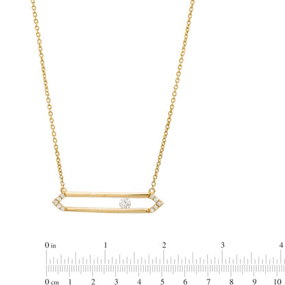 0.13 CT. T.W. Natural Diamond Open Bar Necklace in 14K Gold