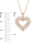 0.5 CT. T.W. Baguette and Round Natural Diamond Multi-Row Heart Pendant in 10K Rose Gold