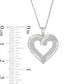 0.5 CT. T.W. Baguette and Round Natural Diamond Multi-Row Heart Pendant in 10K White Gold