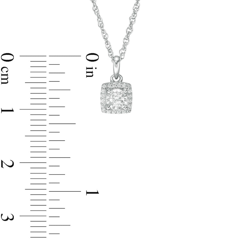 0.13 CT. T.W. Natural Diamond Square Frame Pendant in 10K White Gold