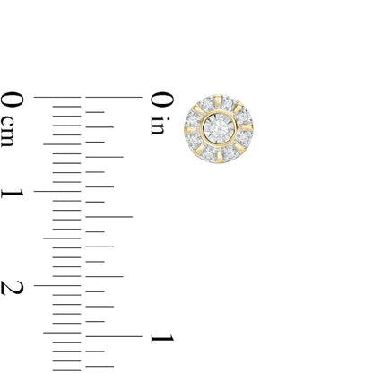 0.13 CT. T.W. Diamond Frame Stud Earrings in 10K Two-Tone Gold