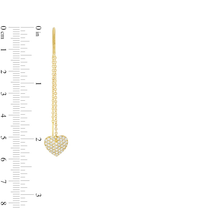 0.38 CT. T.W. Diamond Heart Threader Earrings in 10K Gold