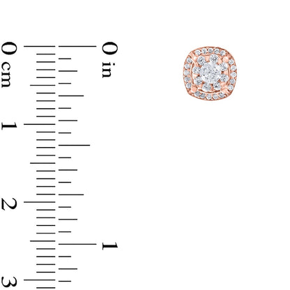 0.33 CT. T.W. Diamond Double Cushion Frame Stud Earrings in 10K Rose Gold