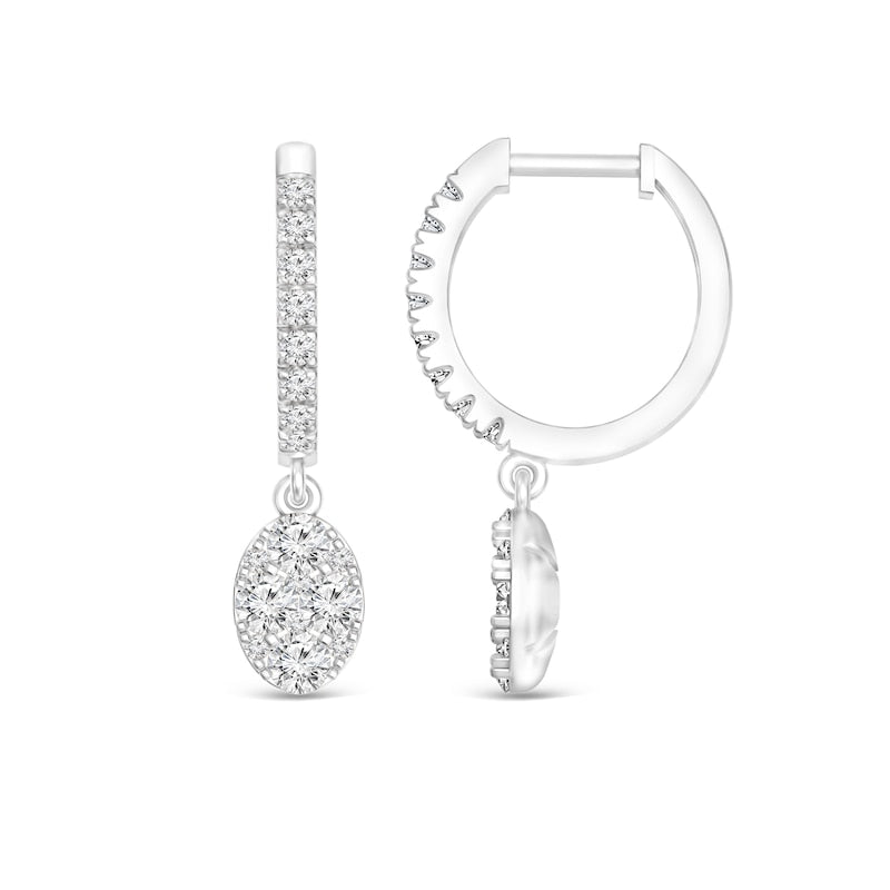 0.5 CT. T.W. Composite Diamond Oval Drop Earrings in 10K White Gold