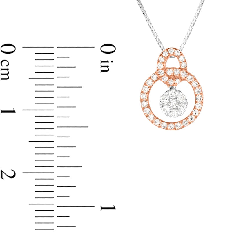 0.2 CT. T.W. Composite Natural Diamond Entwined Open Circles Pendant in 10K Two-Tone Gold