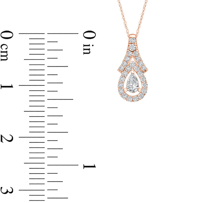 0.2 CT. T.W. Pear-Shaped Natural Diamond Frame Chevron Pendant in 10K Rose Gold