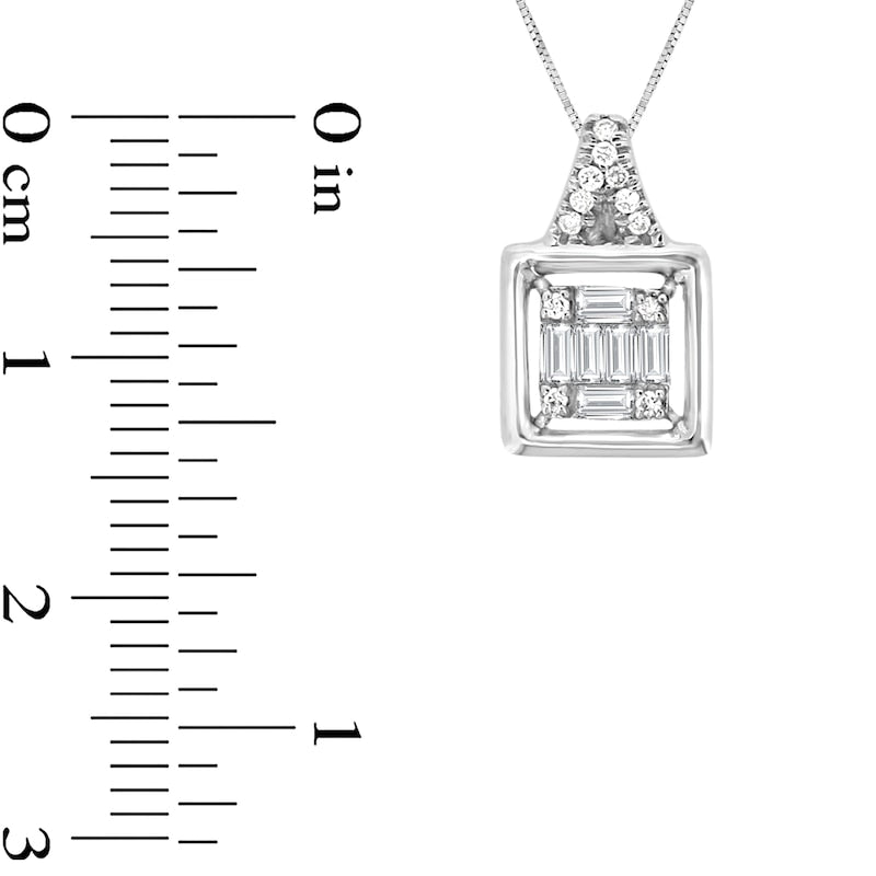 0.2 CT. T.W. Composite Natural Diamond Square Pendant in 10K White Gold