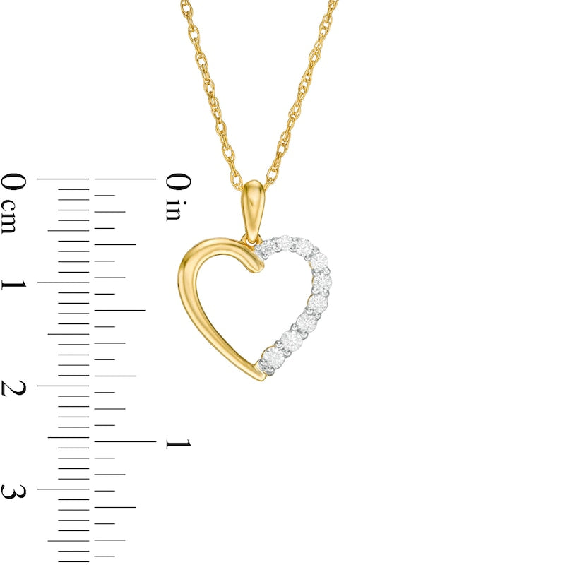 0.2 CT. T.W. Natural Diamond Heart Outline Pendant in 10K Yellow Gold