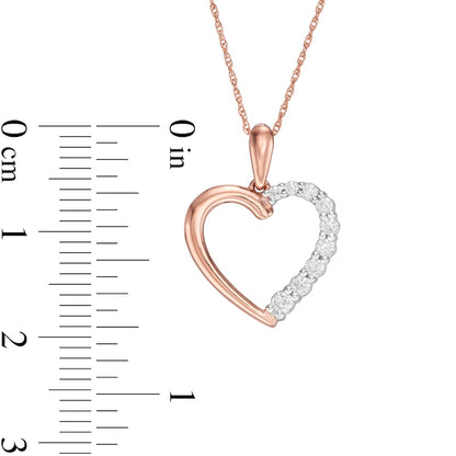 0.2 CT. T.W. Natural Diamond Heart Outline Pendant in 10K Rose Gold
