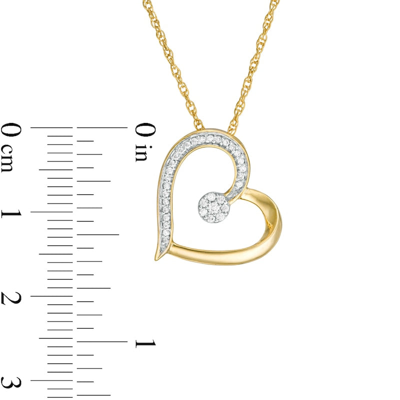 0.13 CT. T.W. Natural Diamond Tilted Heart Pendant in Sterling Silver with 14K Gold Plate