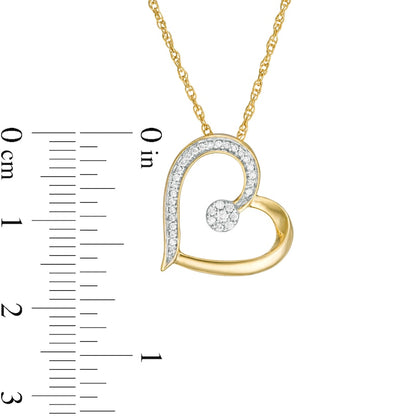 0.13 CT. T.W. Natural Diamond Tilted Heart Pendant in Sterling Silver with 14K Gold Plate