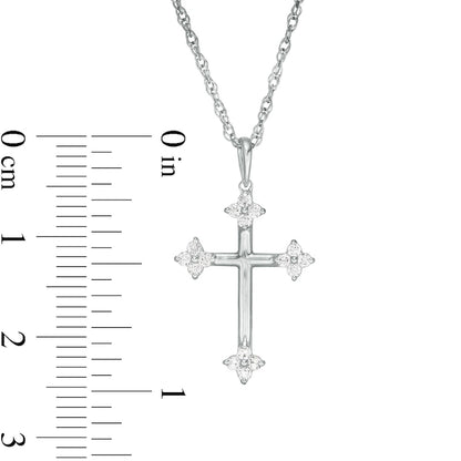 0.17 CT. T.W. Natural Diamond Clover Cross Pendant in 10K White Gold