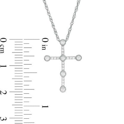 0.17 CT. T.W. Natural Diamond Antique Vintage-Style Cross Pendant in 10K White Gold