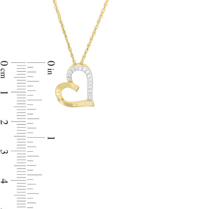 0.1 CT. T.W. Natural Diamond Tilted Heart Pendant in 10K Yellow Gold