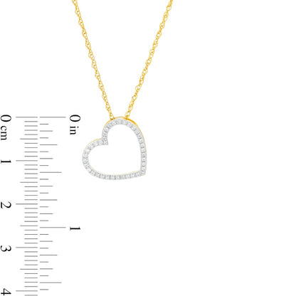 0.07 CT. T.W. Natural Diamond Tilted Heart Outline Pendant in 10K Yellow Gold
