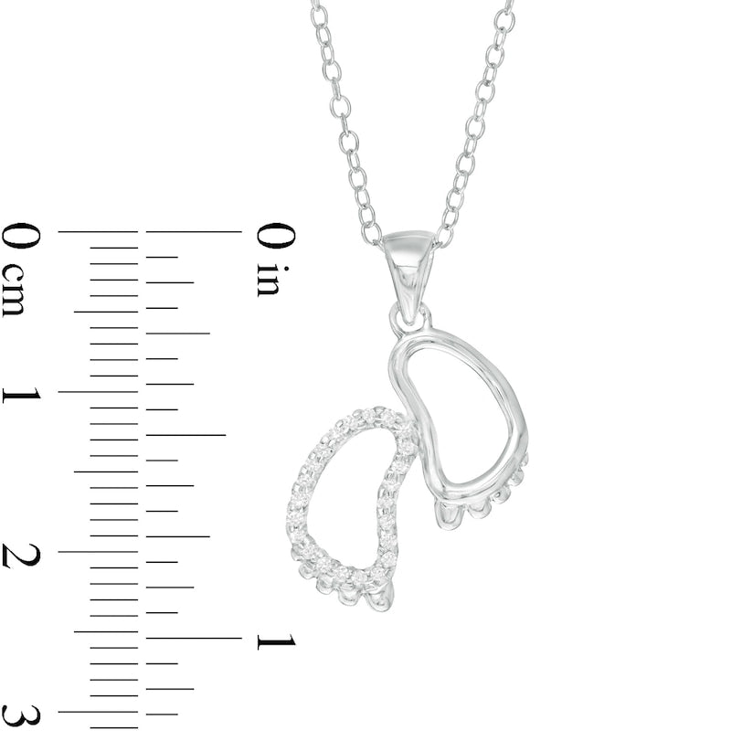0.13 CT. T.W. Natural Diamond Baby Feet Outline Pendant in Sterling Silver