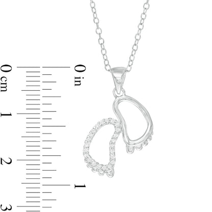 0.13 CT. T.W. Natural Diamond Baby Feet Outline Pendant in Sterling Silver