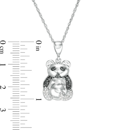 0.1 CT. T.W. Enhanced Black and White Natural Diamond Panda Pendant in Sterling Silver