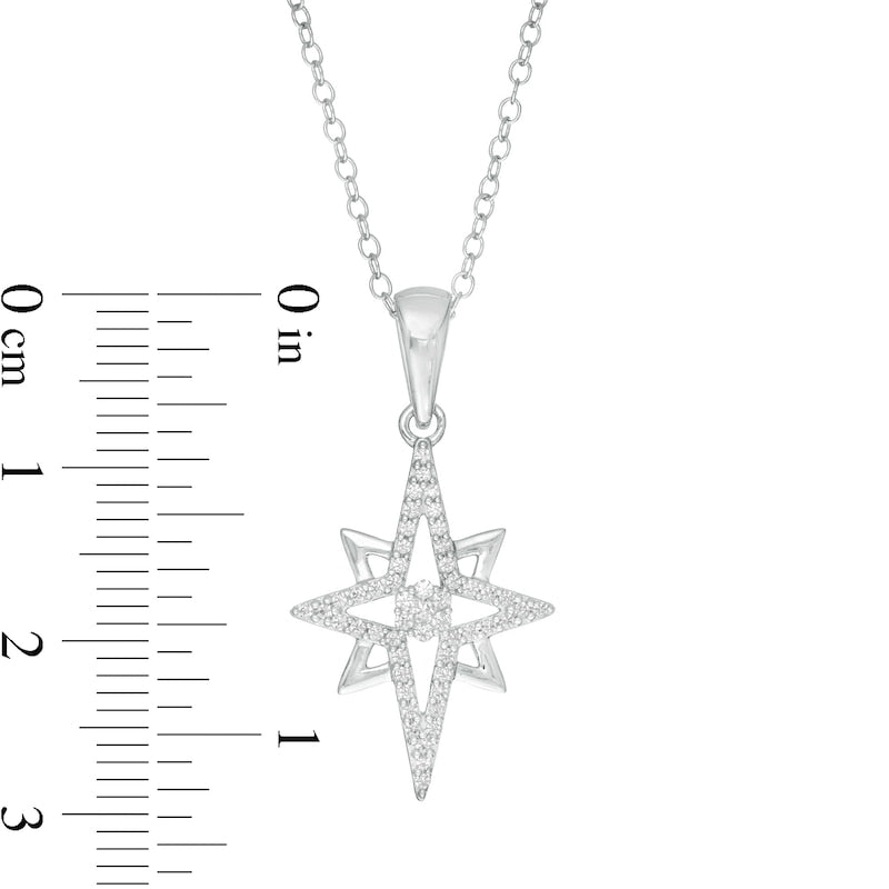 0.2 CT. T.W. Natural Diamond North Star Pendant in Sterling Silver