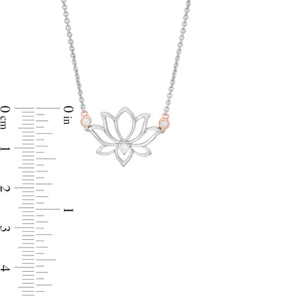 0.1 CT. T.W. Natural Diamond Lotus Flower Necklace in Sterling Silver and 14K Rose Gold Plate