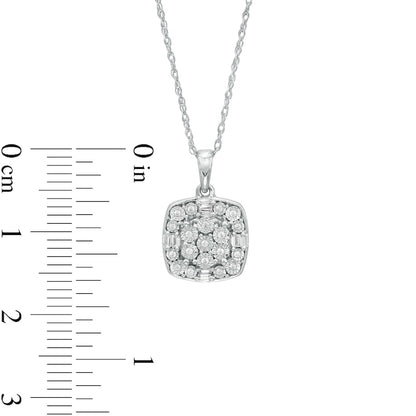 0.1 CT. T.W. Composite Natural Diamond Cushion Frame Pendant in Sterling Silver