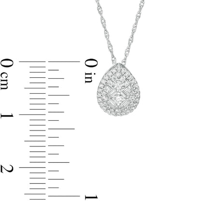 0.25 CT. T.W. Composite Pear-Shaped Natural Diamond Teardrop Pendant in 10K White Gold