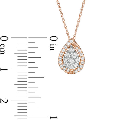 0.25 CT. T.W. Composite Pear-Shaped Natural Diamond Teardrop Frame Pendant in 10K Rose Gold