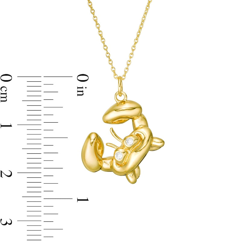 Natural Diamond Accent Balloon Crab Pendant in Sterling Silver with 14K Gold Plate