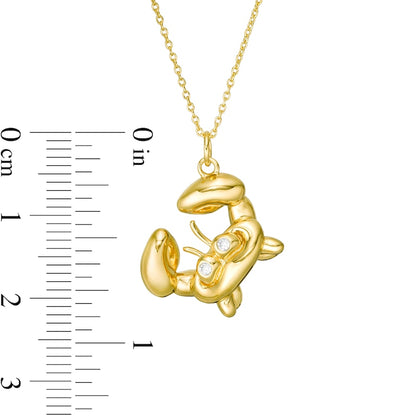 Natural Diamond Accent Balloon Crab Pendant in Sterling Silver with 14K Gold Plate