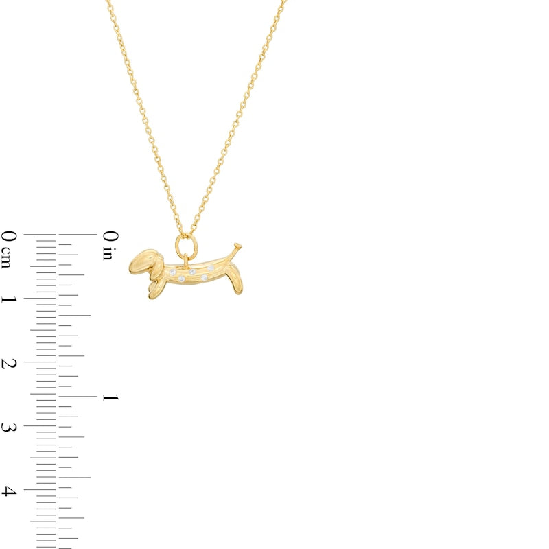 0.05 CT. T.W. Natural Diamond Dachshund Pendant in Sterling Silver with 14K Gold Plate