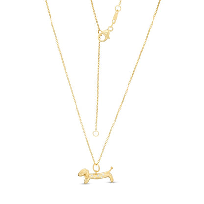 0.05 CT. T.W. Natural Diamond Dachshund Pendant in Sterling Silver with 14K Gold Plate