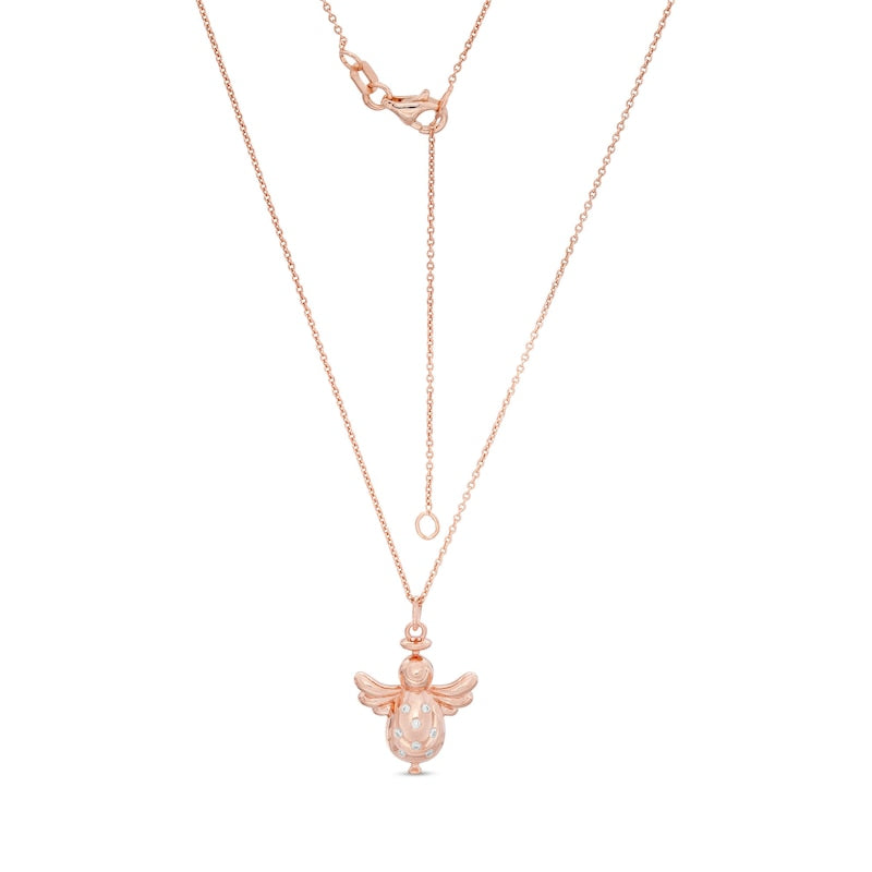0.05 CT. T.W. Natural Diamond Angel Pendant in Sterling Silver with 14K Rose Gold Plate
