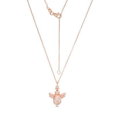 0.05 CT. T.W. Natural Diamond Angel Pendant in Sterling Silver with 14K Rose Gold Plate