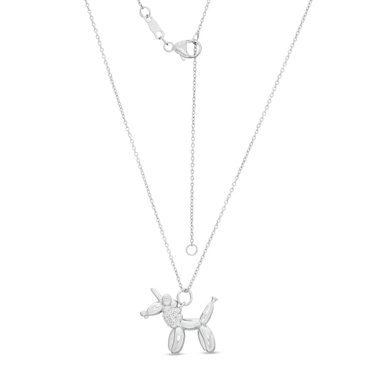 0.07 CT. T.W. Natural Diamond Balloon Unicorn Pendant in Sterling Silver