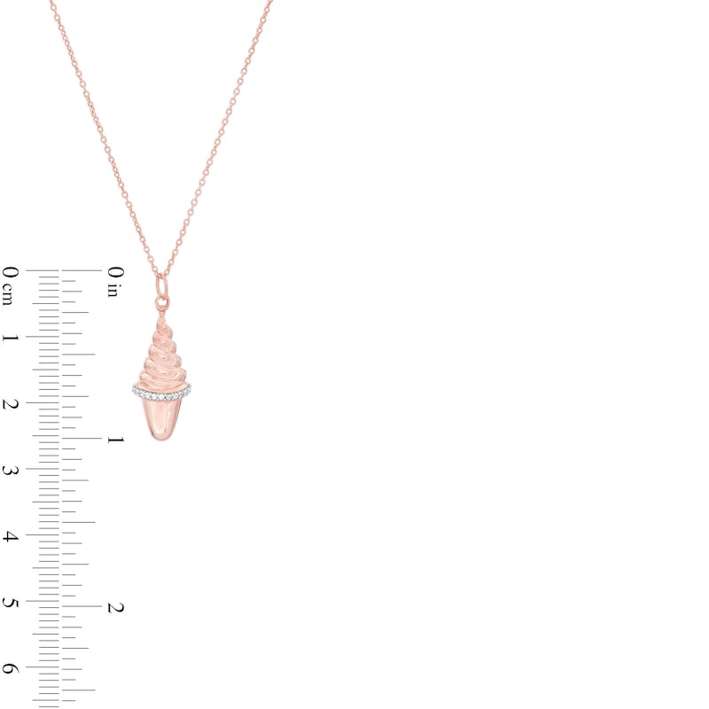 0.07 CT. T.W. Natural Diamond Ice Cream Cone Pendant in Sterling Silver with 14K Rose Gold Plate
