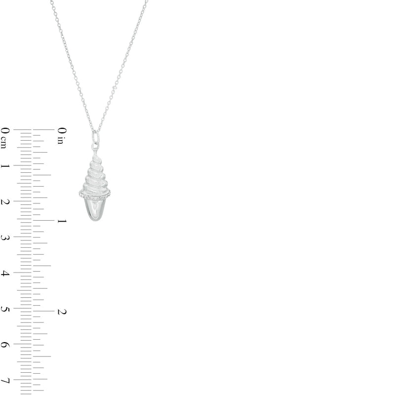 0.07 CT. T.W. Natural Diamond Ice Cream Cone Pendant in Sterling Silver