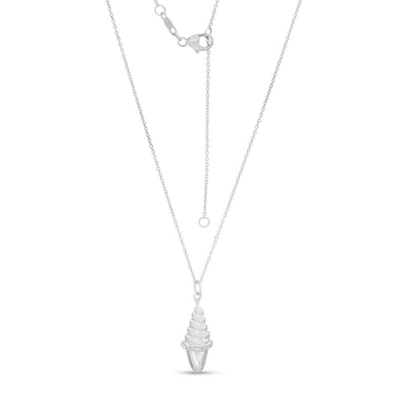 0.07 CT. T.W. Natural Diamond Ice Cream Cone Pendant in Sterling Silver