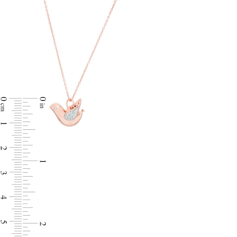 0.1 CT. T.W. Natural Diamond Dove Pendant in Sterling Silver with 14K Rose Gold Plate