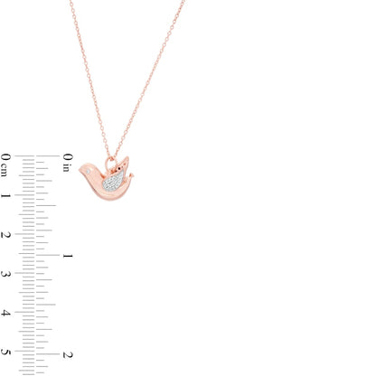 0.1 CT. T.W. Natural Diamond Dove Pendant in Sterling Silver with 14K Rose Gold Plate