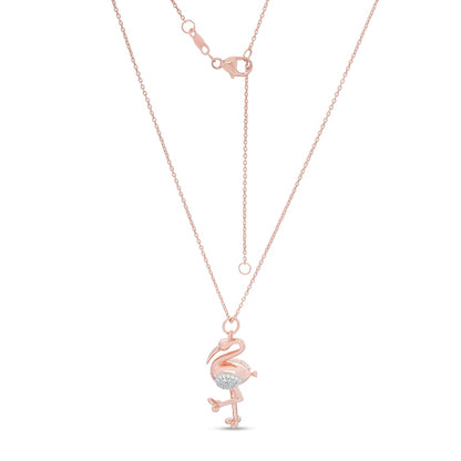 0.1 CT. T.W. Natural Diamond Flamingo Pendant in Sterling Silver with 14K Rose Gold Plate