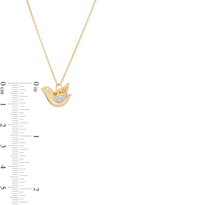 0.1 CT. T.W. Natural Diamond Dove Pendant in Sterling Silver with 14K Gold Plate